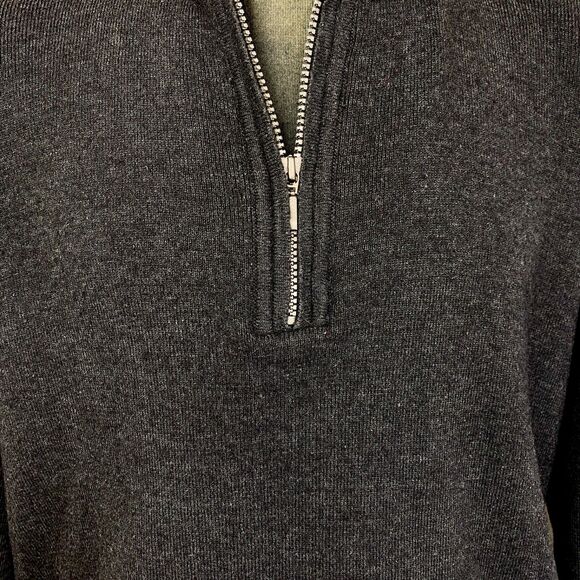 Carnoustie Dark Gray Black Wool Blend Pullover Sweater Lg Long Sleeves 1/4 Zip - Picture 5 of 16